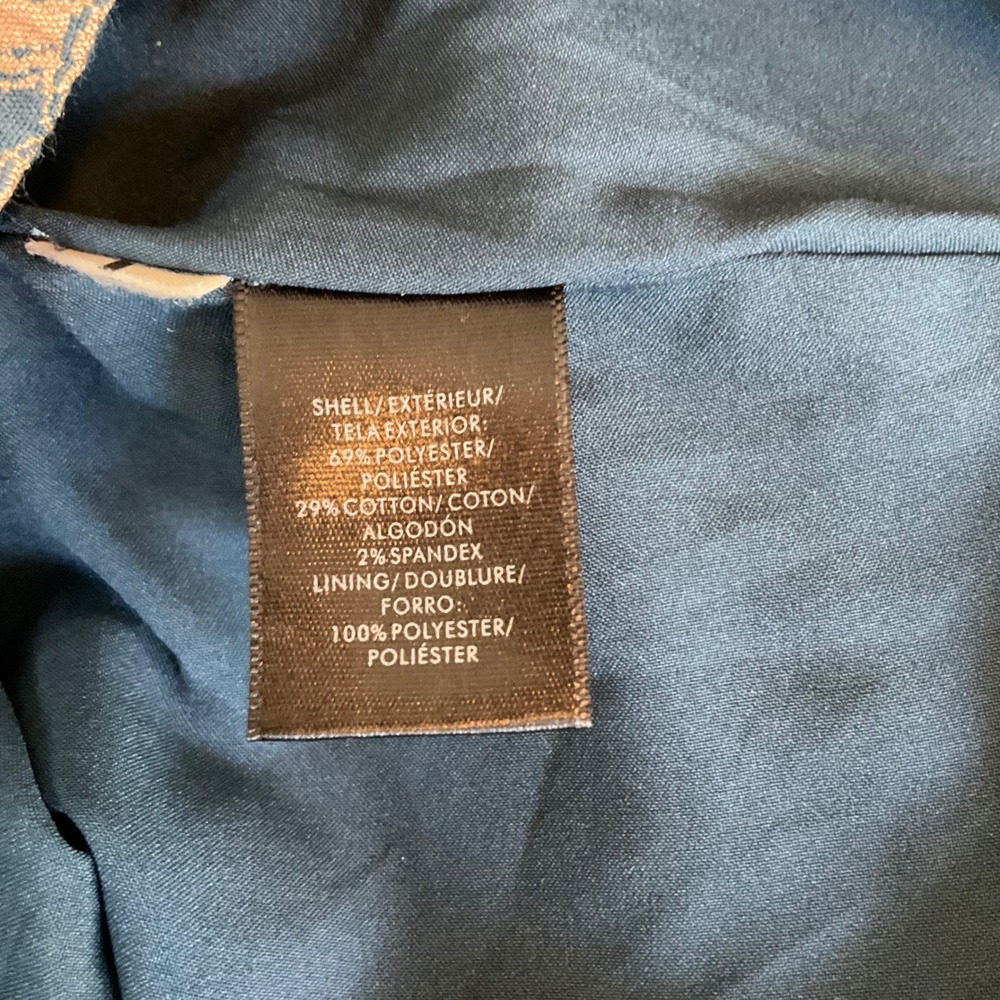 Ann Taylor Pencil Skirt Womens 6 Teal Blue Peacock Print Jacquard Cotton Blend - Picture 5 of 7